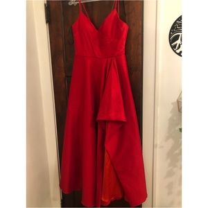 Red Formal Dress with Leg Slit